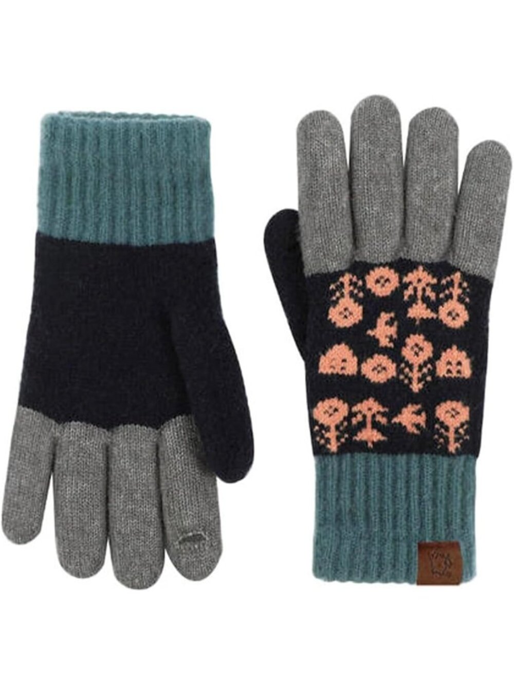 Women's Navy Tree Winter Touch Screen Cable Knit Texting Mitten Warm Gloves